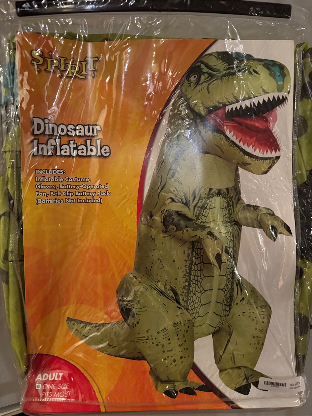 Spirit Green Inflatable Dinosaur Costume with Red Mouth Accents